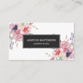 Boho Aquarell-Blumensträuße Visitenkarte