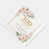 Boho Aquarell Blütengrün 100th b-day Serviette (Ecke)