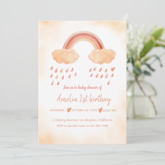 Boho Aquarell Einladung (Stehend Vorderseite)