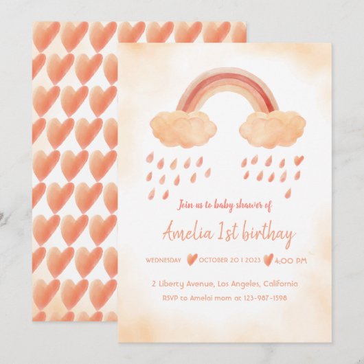 Boho Aquarell Einladung (Vorne/Hinten)