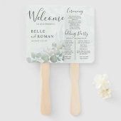 Boho Aquarell Eucalyptus Green Wedding Program Fächer (Vorne und Hinten)