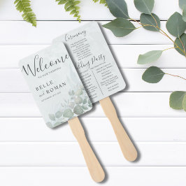 Boho Aquarell Eucalyptus Green Wedding Program Fächer