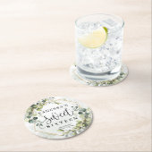 Boho Aquarell Eukalyptus Gold 16. Geburtstag Runder Pappuntersetzer (Vor Ort)