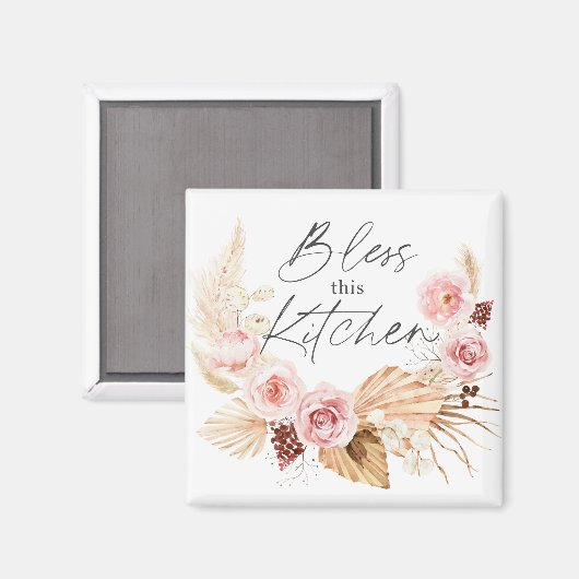 Boho Aquarell Floral Pampas Grass Küche Magnet (Vorderseite/Rückseite)