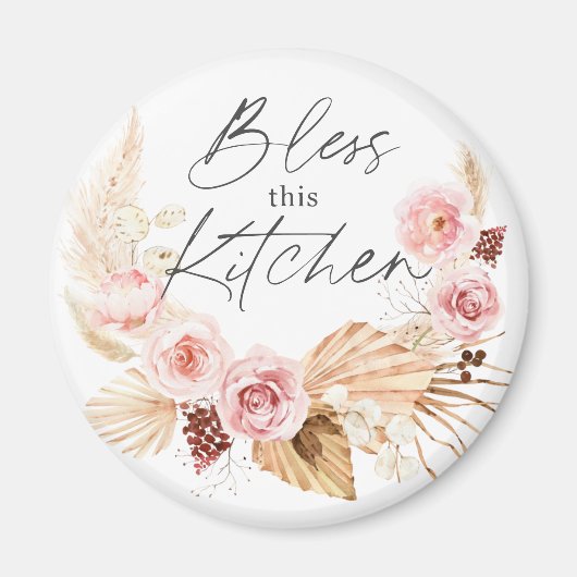 Boho Aquarell Floral Pampas Grass Kühlschrank Magnet (Vorne)