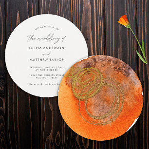 Boho-Aquarell-Gold-Orange-einfache-einzigartige-Ho Einladung