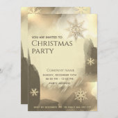 Boho Aquarell Gold Schneeflocken Weihnachts-Party Einladung (Vorne/Hinten)