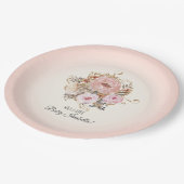 BOHO Aquarell Herbst Floral Blush Baby Girl Shower Pappteller (Schrägansicht)