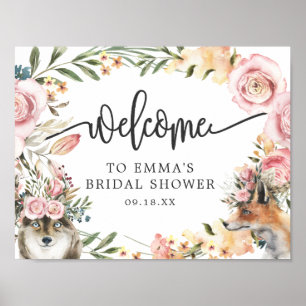Boho-Aquarell Herbstliche Blumendusche Willkommen Poster