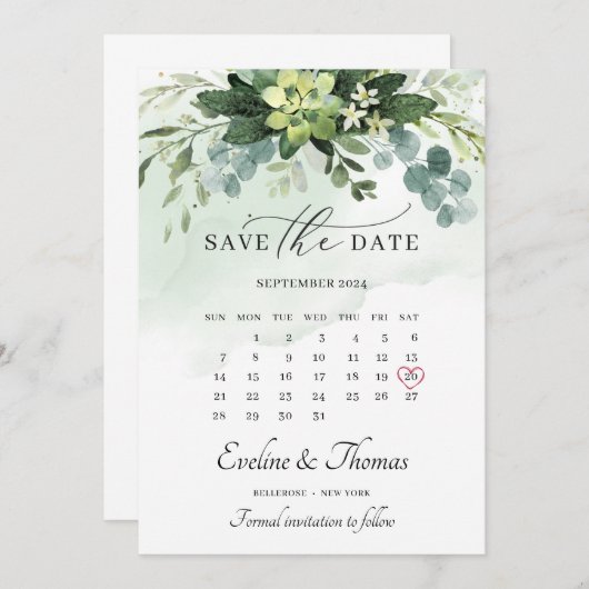 Boho Aquarell Hochzeit mit Blumen Save The Date (Vorne/Hinten)