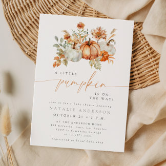 Boho-Aquarell-Kürbis-Baby-Shower zum Herbst Einladung