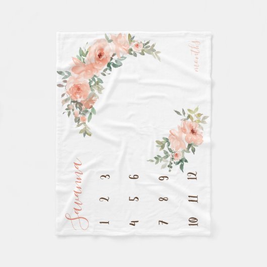 Boho Aquarell Meilenstein Foto Requip Fleecedecke (Vorderseite)