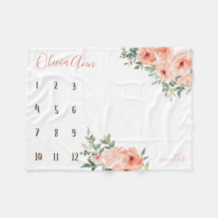 Boho Aquarell Meilenstein pfirsichfarbene Foto Fleecedecke