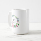 Boho Aquarell mit Blumen u. Monogramm des Kaffeetasse (Vorderseite Links)
