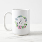 Boho Aquarell mit Blumen u. Monogramm des Kaffeetasse (Links)