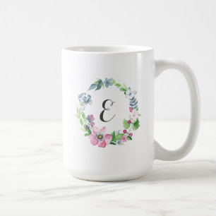 Boho Aquarell mit Blumen u. Monogramm des Kaffeetasse