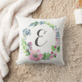 Boho Aquarell mit Blumen u. Monogramm des Kissen (Decke)