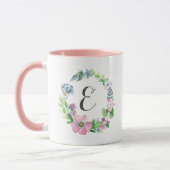Boho Aquarell mit Blumen u. Monogramm des Tasse (Links)