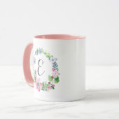 Boho Aquarell mit Blumen u. Monogramm des Tasse (Vorderseite Links)
