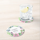 Boho Aquarell mit Blumen u. Schmetterling Wedding Runder Pappuntersetzer (Vor Ort)