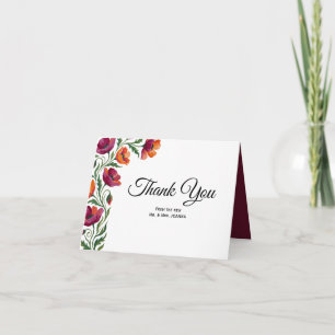 Boho-Aquarell-Mohn-Blumen-Hochzeits-Dankeskarten Dankeskarte