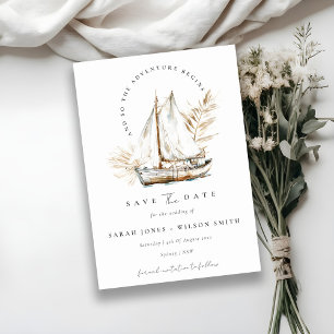 Boho-Aquarell-Palmen-Segelschiff-Meereslandschaft- Save The Date