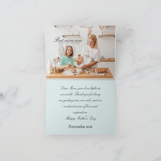 Boho Aquarell personalisiertes Foto Muttertag Karte (Innenseite)