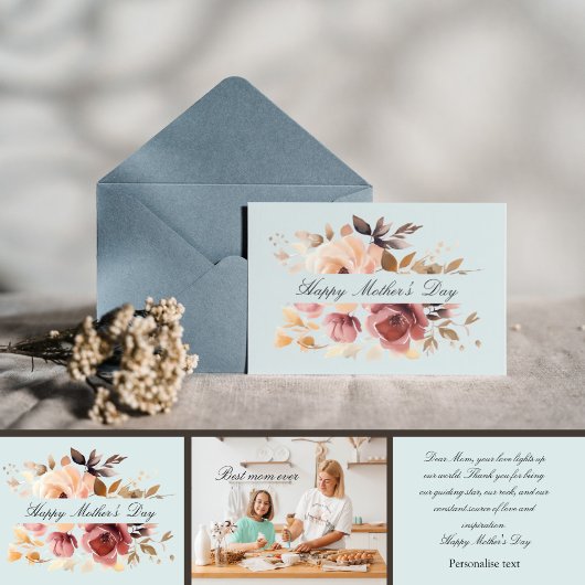 Boho Aquarell personalisiertes Foto Muttertag Karte