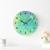 Boho Aquarell-Pfeil-geometrisches Muster Große Wanduhr (Zuhause)