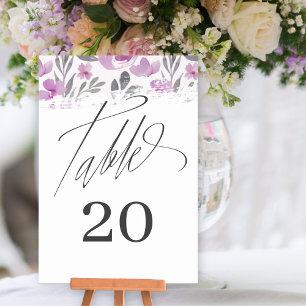 Boho-Aquarell-Pfingstrose-Rosa-Tischnummer Tischnummer