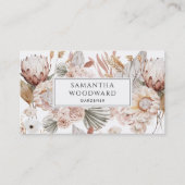 Boho-Aquarell-Protea-Wildblumen-Gärtner Visitenkarte (Vorderseite)