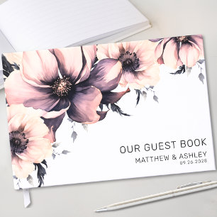 Boho-Aquarell-Rosa-Blumenhochzeit Gästebuch