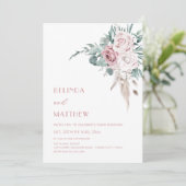 Boho-Aquarell-Rosen Modern Einladung (Stehend Vorderseite)