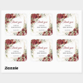 Boho Aquarell Rot und Rosa Rosen Kinderdusche Quadratischer Aufkleber (Blatt)