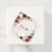 Boho Aquarell-rote Rosen Monogramm-Initialen Geschenkanhänger (Beispiel)