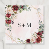 Boho Aquarell-rote Rosen Monogramm-Initialen Geschenkanhänger (Rückseite)