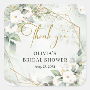 Boho-Aquarell rote und rosa Rosen Brautdusche Quadratischer Aufkleber