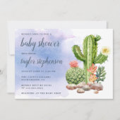Boho Aquarell-saftige Kaktus-Babyparty Einladung (Vorderseite)