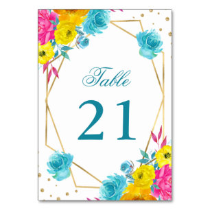 Boho-Aquarell-Sommerblumen-Hochzeit Tischnummer