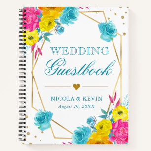Boho-Aquarell-Sommerblumen-Hochzeitsgästebuch Notizblock