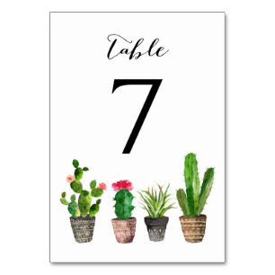 Boho-Aquarell-Sukkulenten-Tischnummernkarte 7 Tischnummer