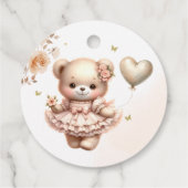 Boho Aquarell Teddy Bärenballon Babydusche Geschenkanhänger (Rückseite)