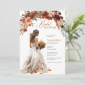 Boho Aquarell Terracotta Bouquet Hochzeitskleid Einladung (Stehend Vorderseite)