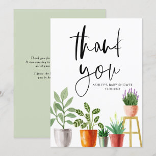 Boho-Aquarell-Topfpflanzen-Baby-Party Dankeskarte