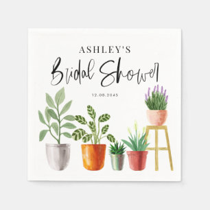 Boho-Aquarell-Topfpflanzen-Brautparty Serviette