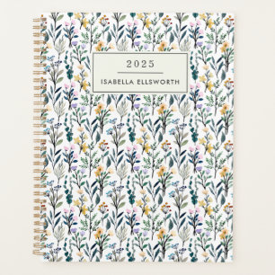 Boho-Aquarell-Wildblume personalisierter Name Planer