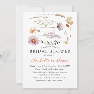Boho-Aquarell-Wildblumen-Blumen-Brautparty Einladung