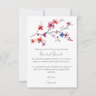 Boho-Aquarell-Wildblumen-Braut-Brunch Weiß Dankeskarte