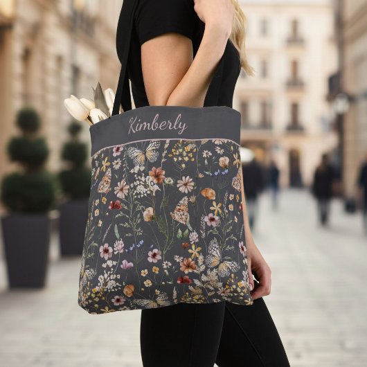 Boho-Aquarell-Wildblumen-Kohle-Blumenmuster Tasche