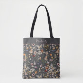 Boho-Aquarell-Wildblumen-Kohle-Blumenmuster Tasche (Vorderseite)